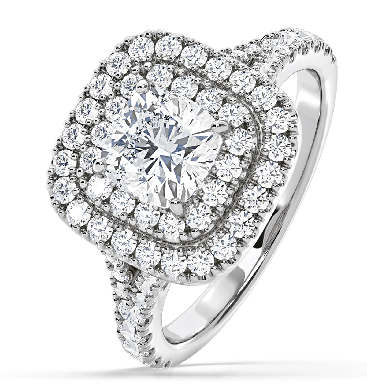Anastasia GIA Diamond Halo Engagement Ring 18K White Gold 1.70ct G/SI1