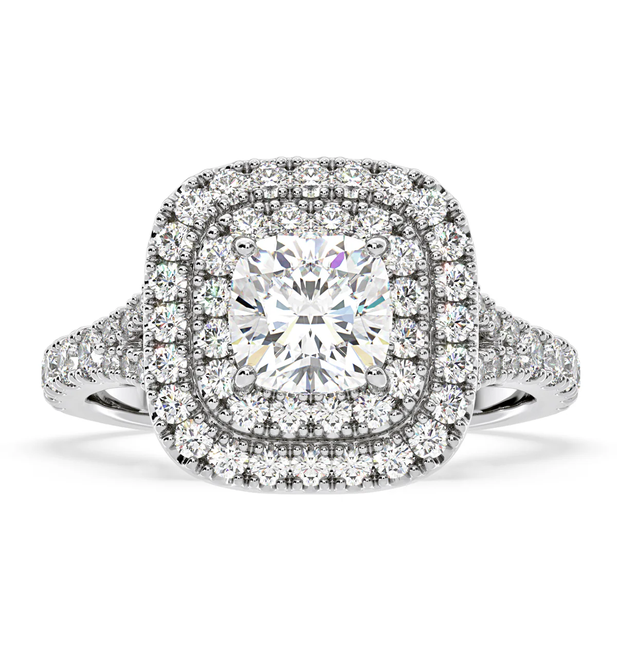 Anastasia GIA Diamond Halo Engagement Ring in Platinum 1.70ct G/VS1 - Image 3