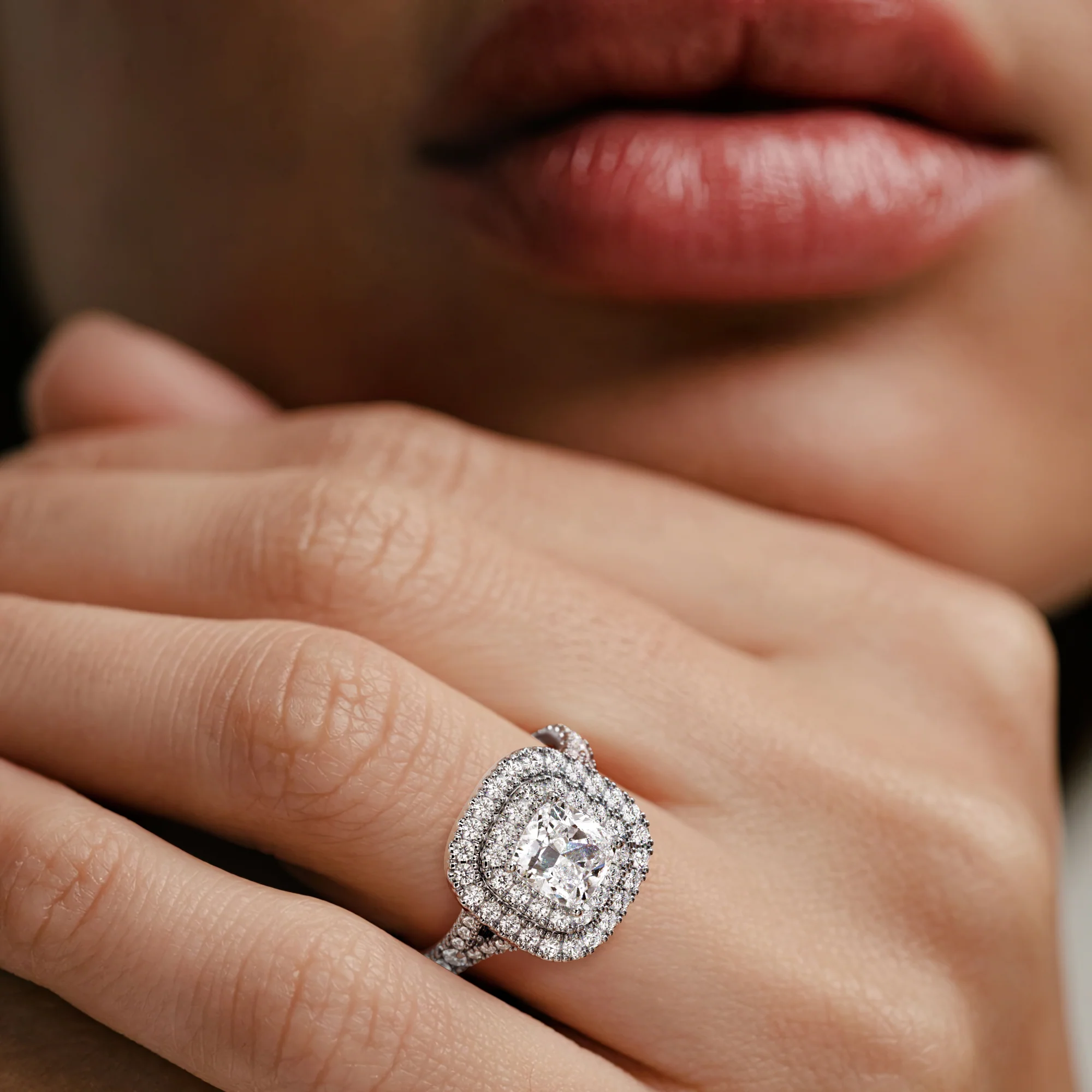 Anastasia Lab Diamond Halo Engagement Ring 18K White Gold 2.15ct F/VS1 - Image 2