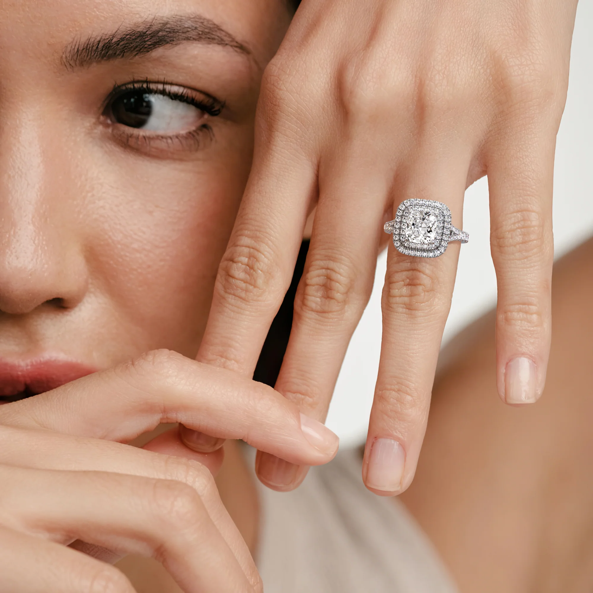 Anastasia Lab Diamond Halo Engagement Ring in Platinum 2.70ct F/VS1 - Image 4