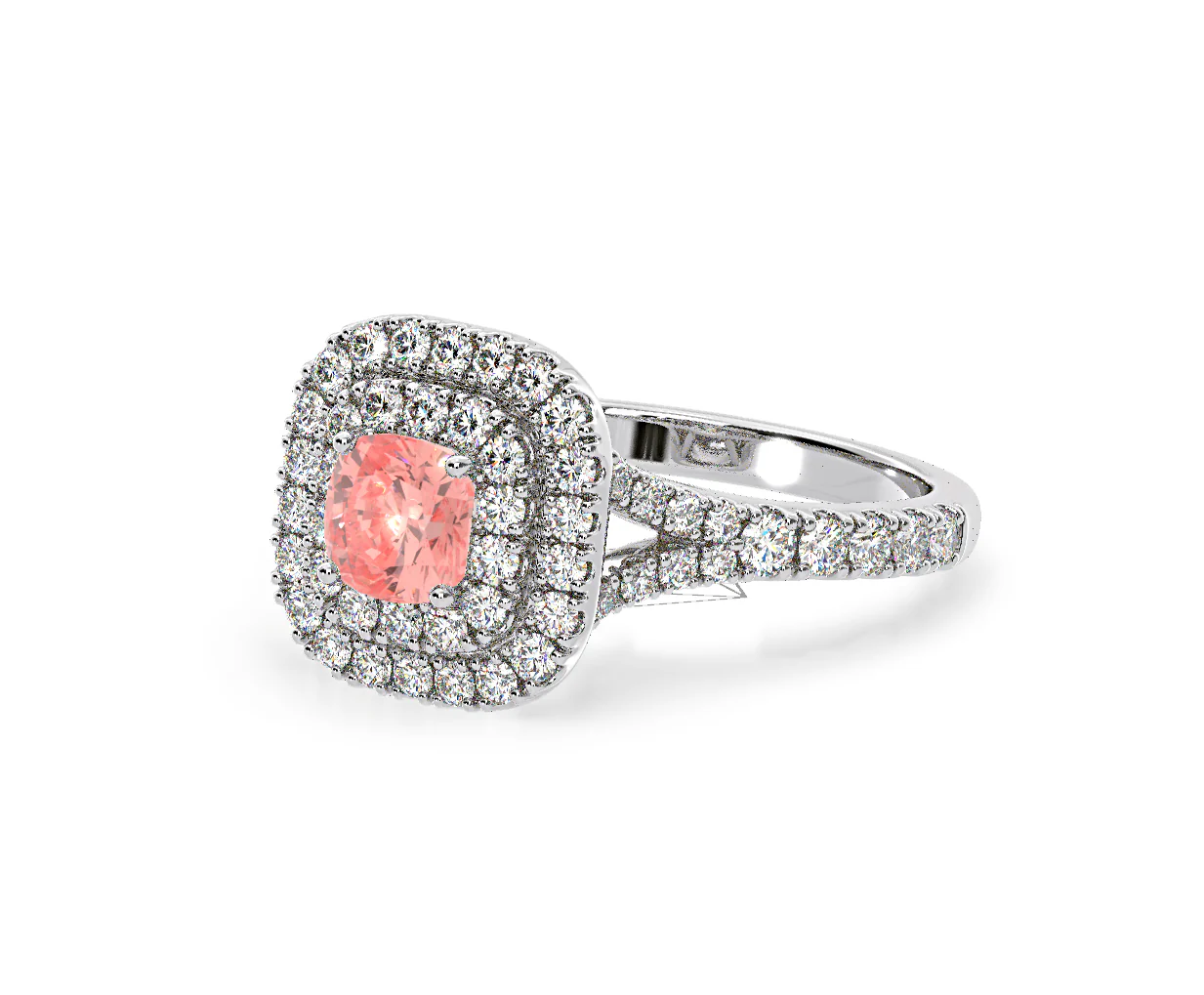 Anastasia Pink Lab Diamond 1.30ct Halo Ring in 18K White Gold - Elara Collection - Image 14