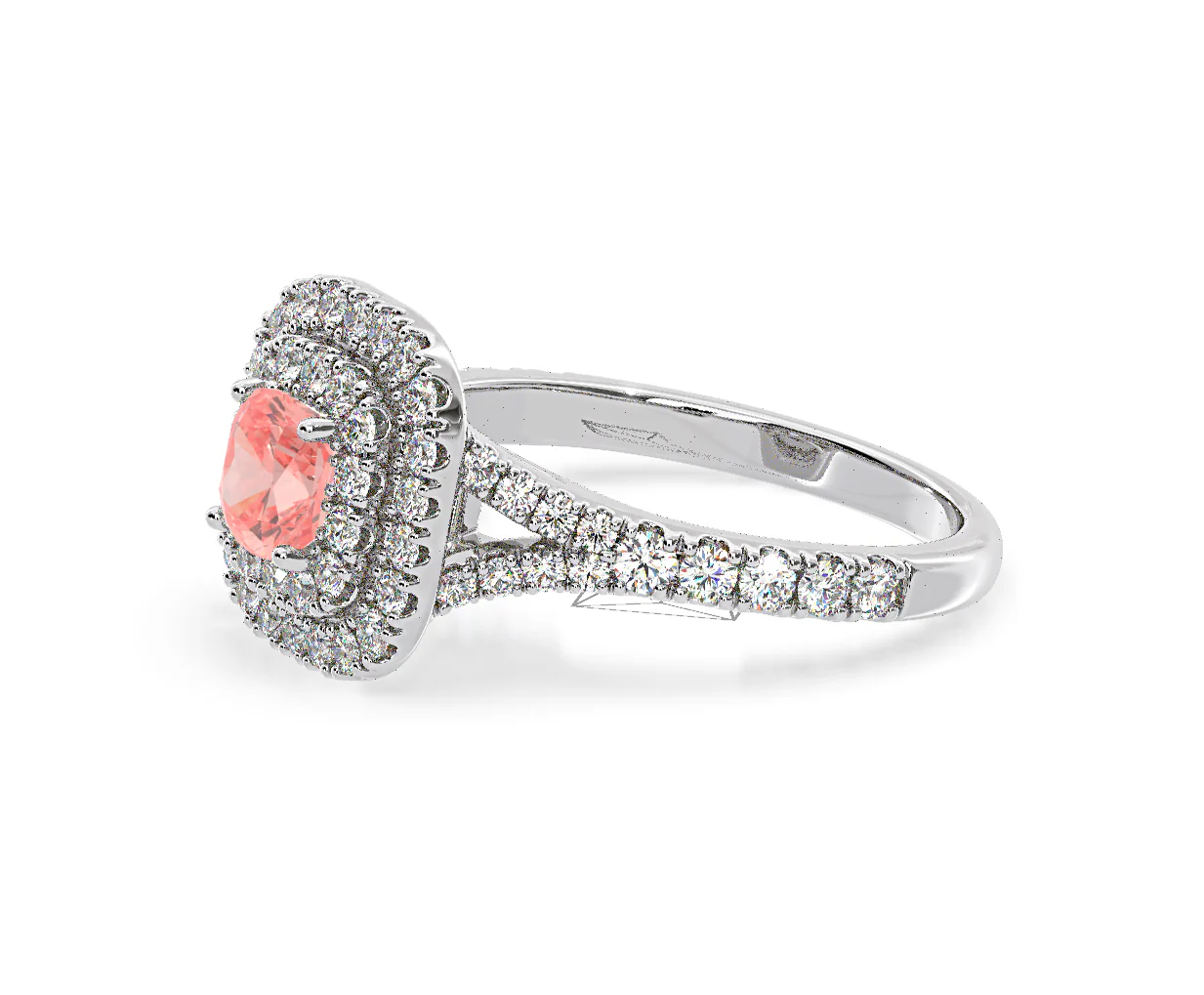 Anastasia Pink Lab Diamond 1.30ct Halo Ring in 18K White Gold - Elara Collection - Image 20
