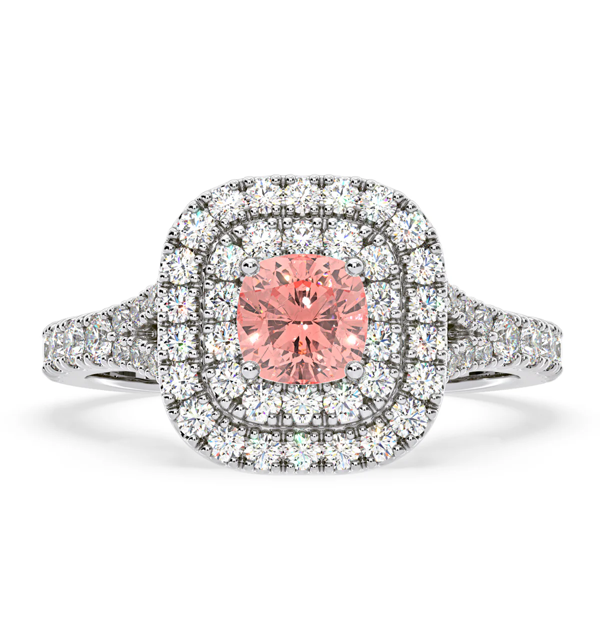 Anastasia Pink Lab Diamond 1.30ct Halo Ring in 18K White Gold - Elara Collection - Image 3