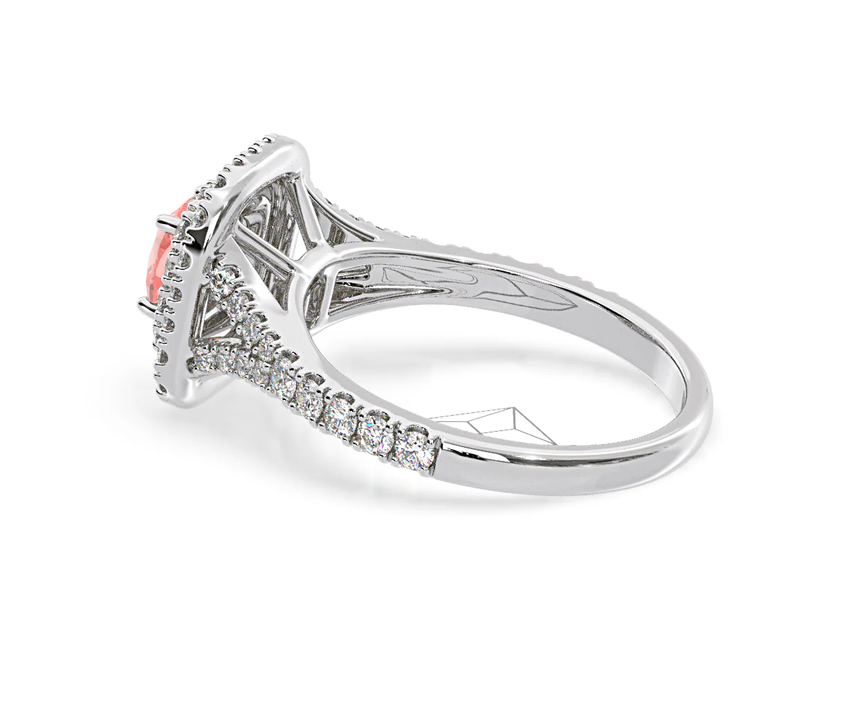 Anastasia Pink Lab Diamond 1.30ct Halo Ring in 18K White Gold - Elara Collection - Image 32