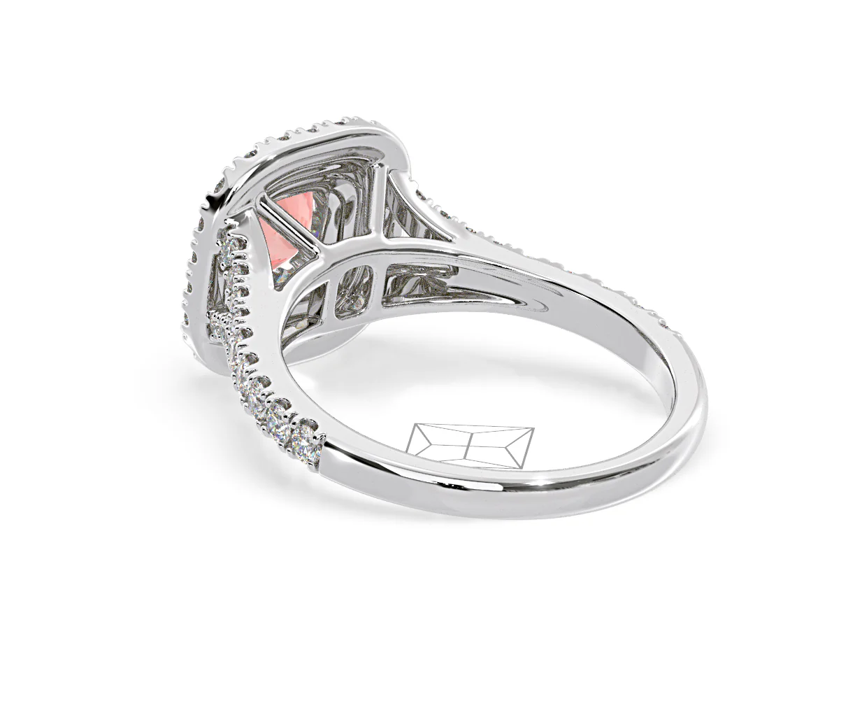 Anastasia Pink Lab Diamond 1.30ct Halo Ring in 18K White Gold - Elara Collection - Image 38