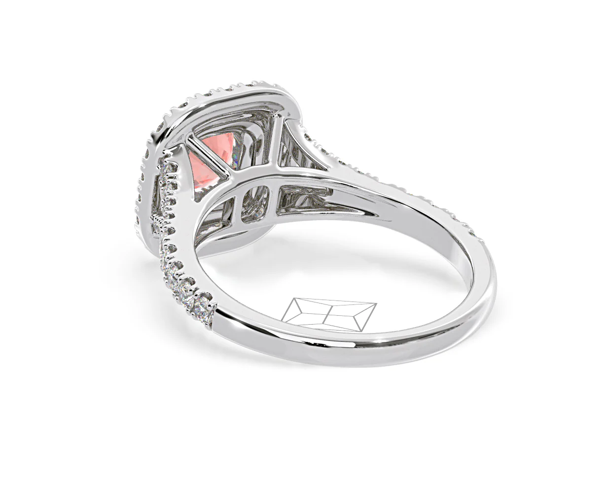 Anastasia Pink Lab Diamond 1.30ct Halo Ring in 18K White Gold - Elara Collection - Image 39