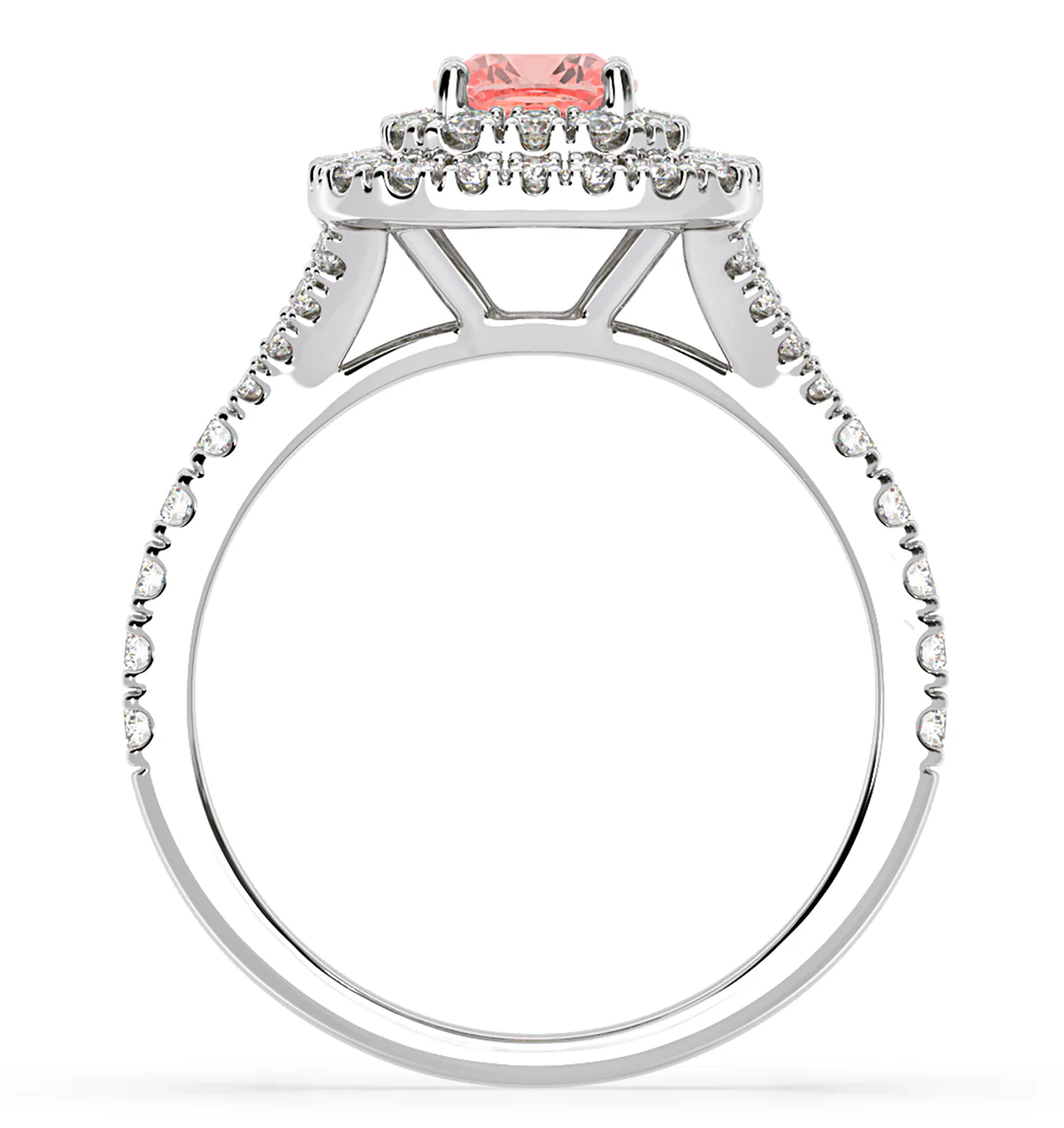 Anastasia Pink Lab Diamond 1.30ct Halo Ring in 18K White Gold - Elara Collection - Image 5