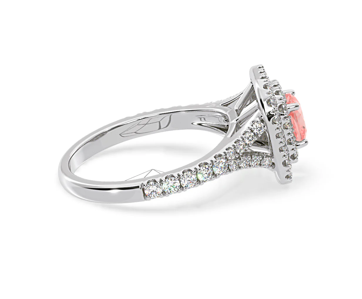 Anastasia Pink Lab Diamond 1.30ct Halo Ring in 18K White Gold - Elara Collection - Image 65