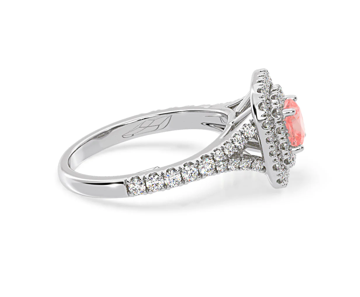 Anastasia Pink Lab Diamond 1.30ct Halo Ring in 18K White Gold - Elara Collection - Image 67
