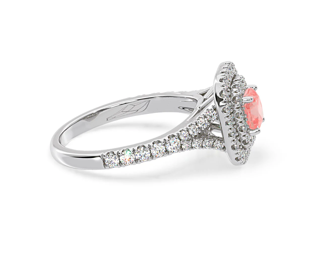 Anastasia Pink Lab Diamond 1.30ct Halo Ring in 18K White Gold - Elara Collection - Image 68