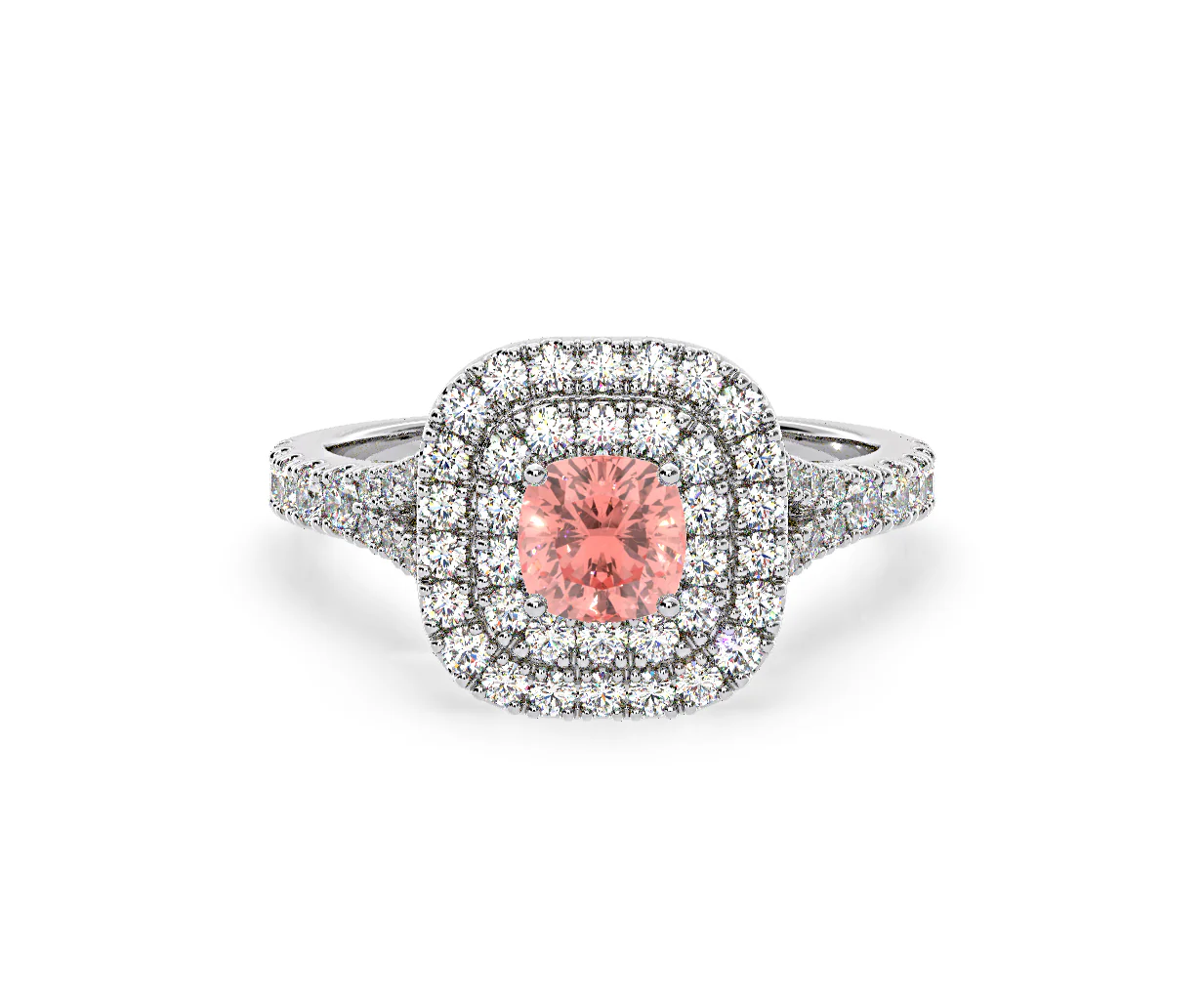 Anastasia Pink Lab Diamond 1.30ct Halo Ring in 18K White Gold - Elara Collection - Image 7