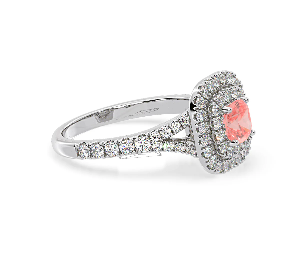 Anastasia Pink Lab Diamond 1.30ct Halo Ring in 18K White Gold - Elara Collection - Image 73