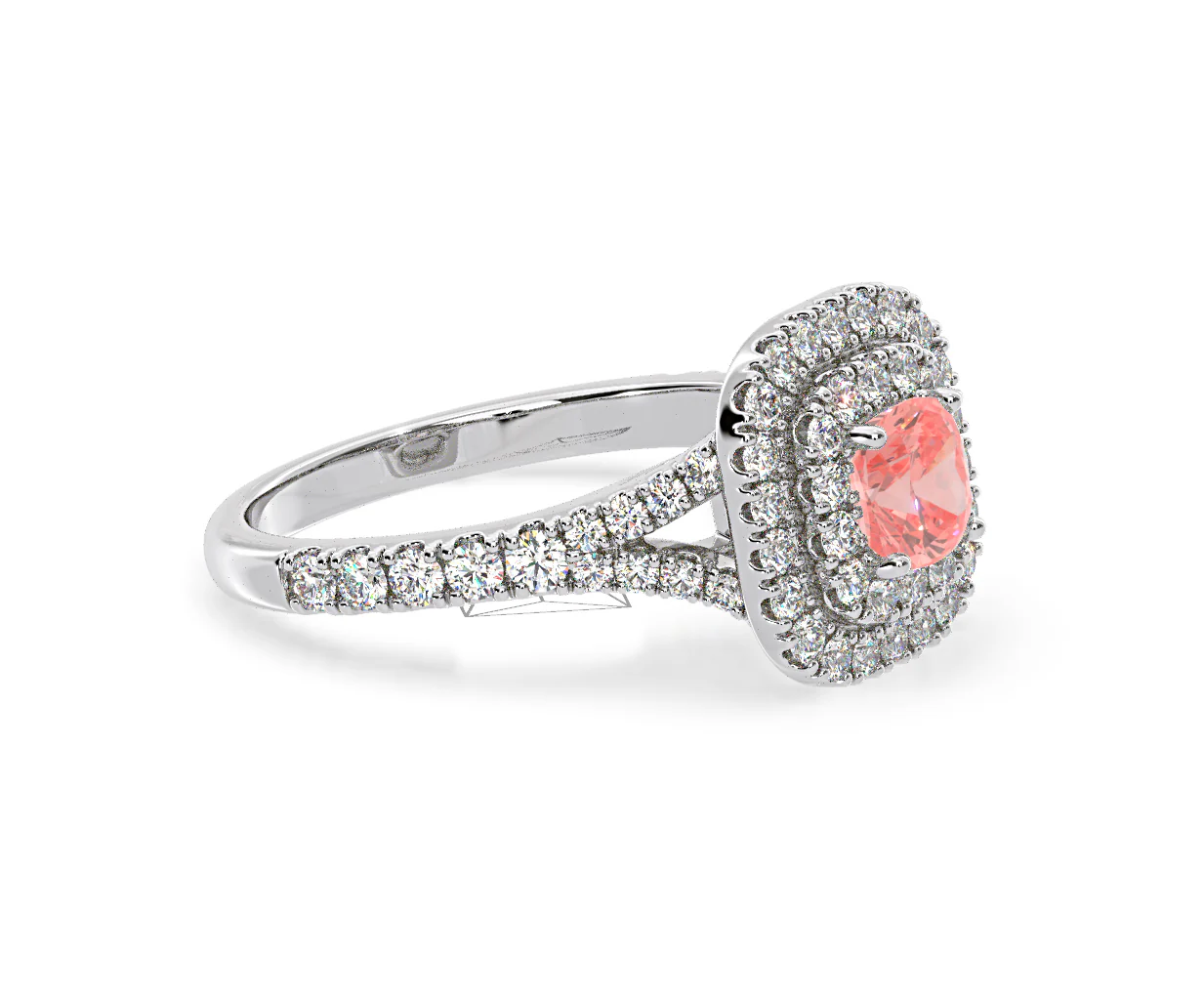 Anastasia Pink Lab Diamond 1.30ct Halo Ring in 18K White Gold - Elara Collection - Image 74