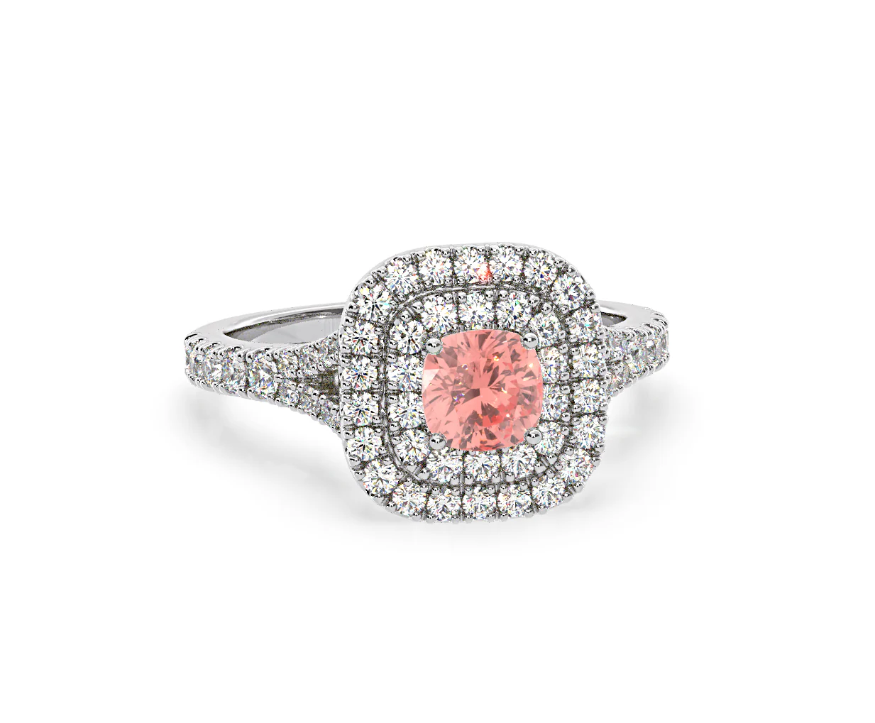 Anastasia Pink Lab Diamond 1.30ct Halo Ring in 18K White Gold - Elara Collection - Image 84
