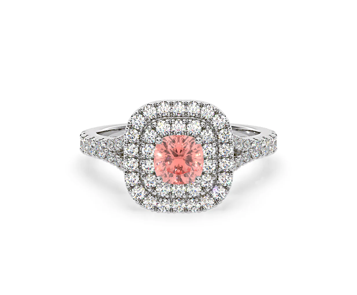 Anastasia Pink Lab Diamond 1.30ct Halo Ring in 18K White Gold - Elara Collection - Image 86