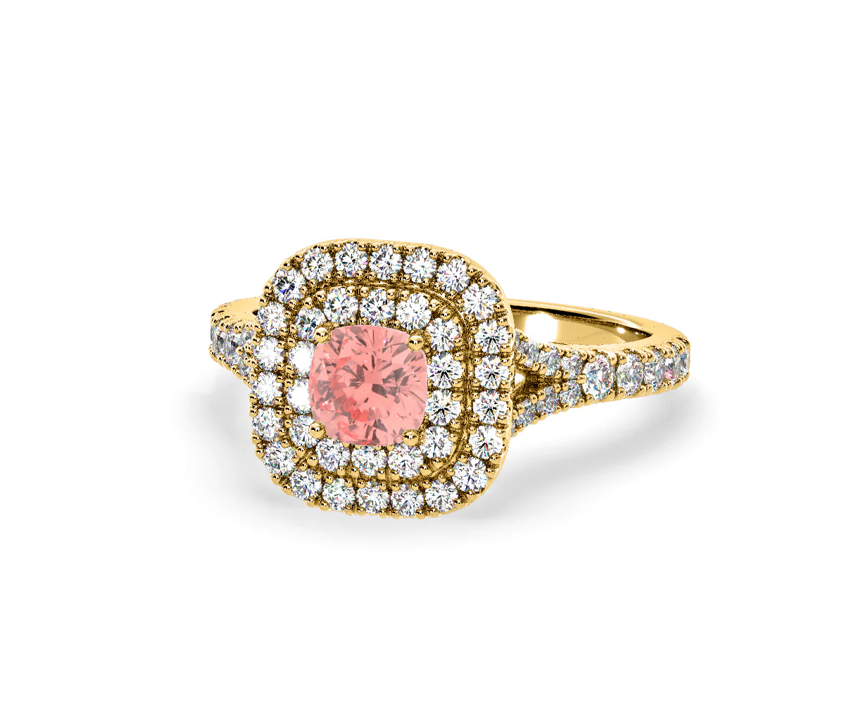 Anastasia Pink Lab Diamond 1.30ct Halo Ring in 18K Yellow Gold - Elara Collection - Image 10
