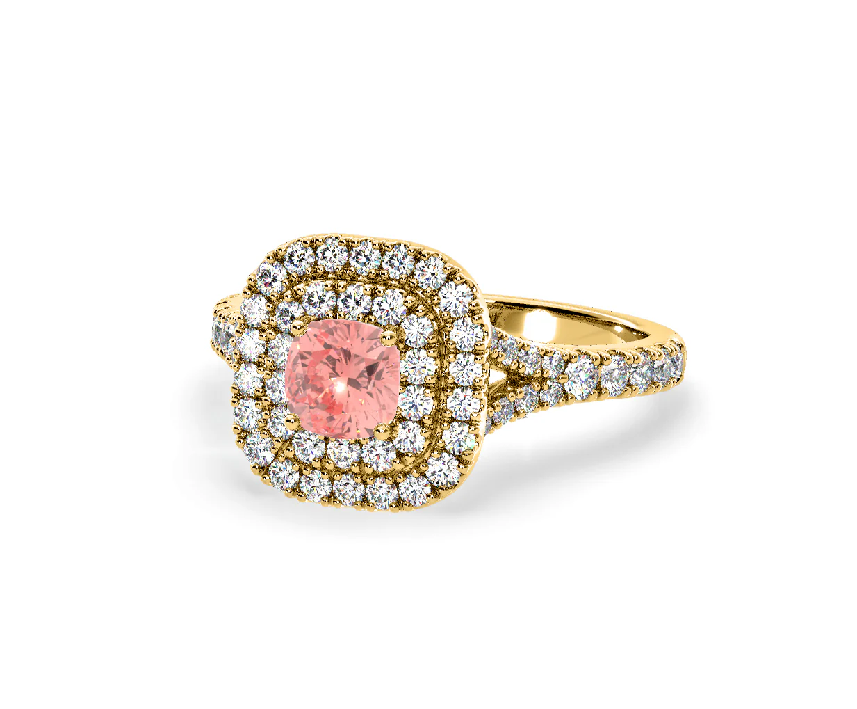 Anastasia Pink Lab Diamond 1.30ct Halo Ring in 18K Yellow Gold - Elara Collection - Image 11