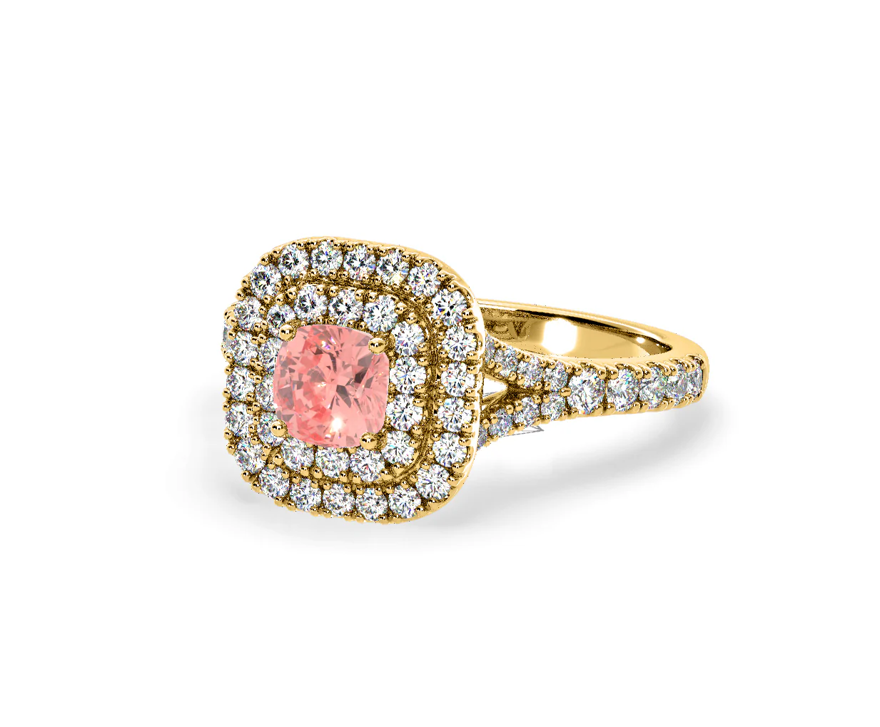Anastasia Pink Lab Diamond 1.30ct Halo Ring in 18K Yellow Gold - Elara Collection - Image 12