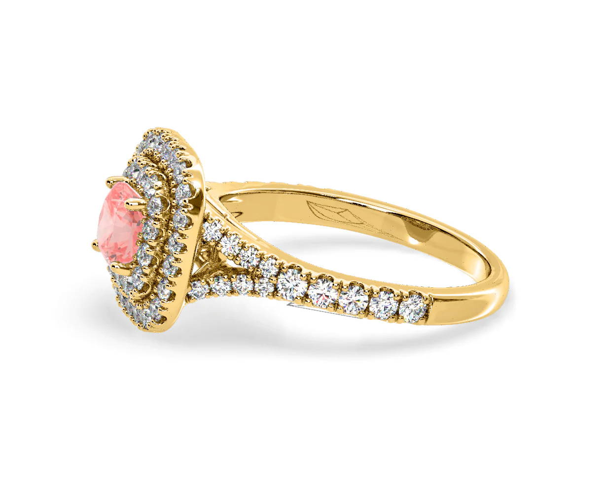 Anastasia Pink Lab Diamond 1.30ct Halo Ring in 18K Yellow Gold - Elara Collection - Image 23