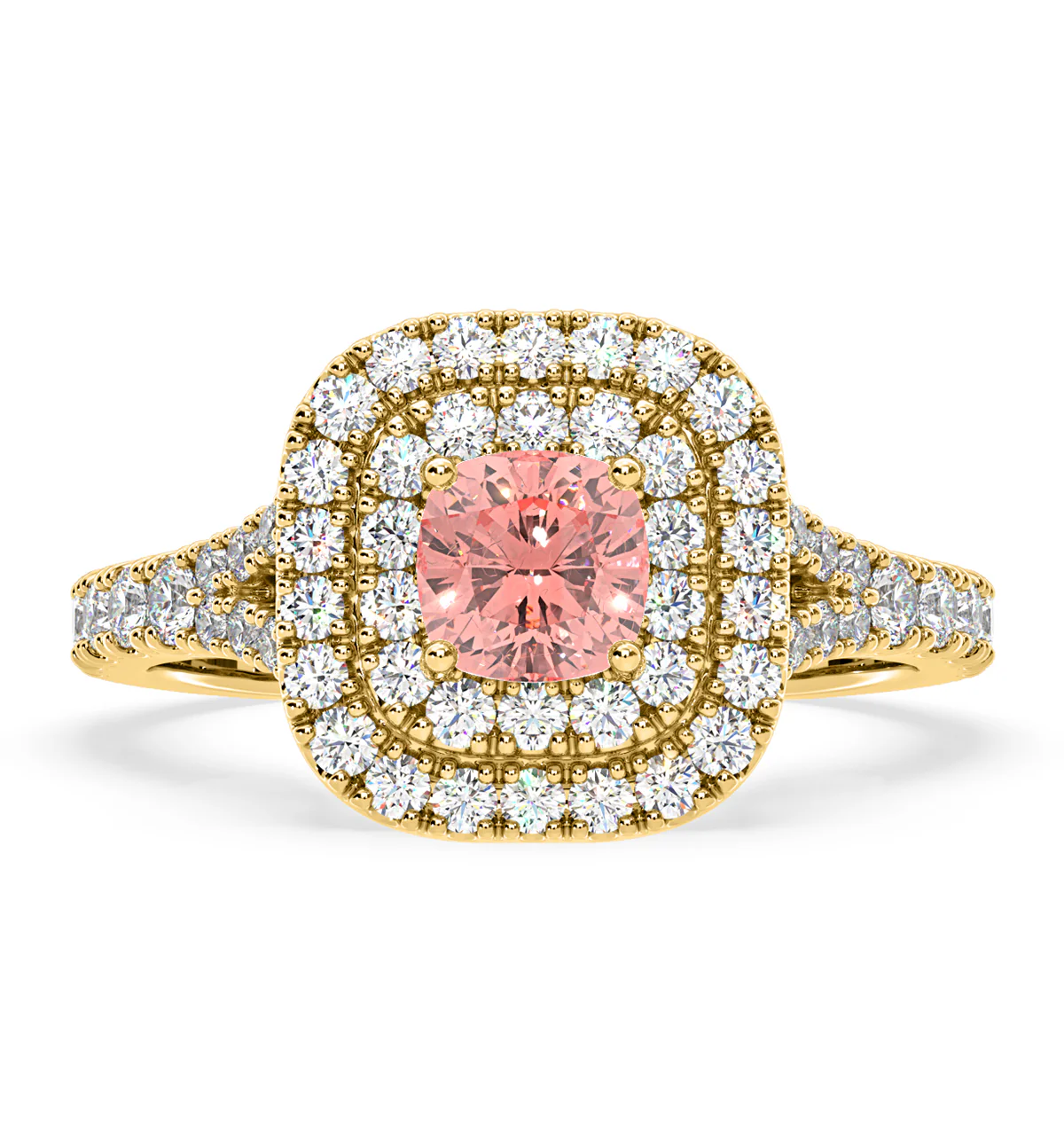 Anastasia Pink Lab Diamond 1.30ct Halo Ring in 18K Yellow Gold - Elara Collection - Image 3