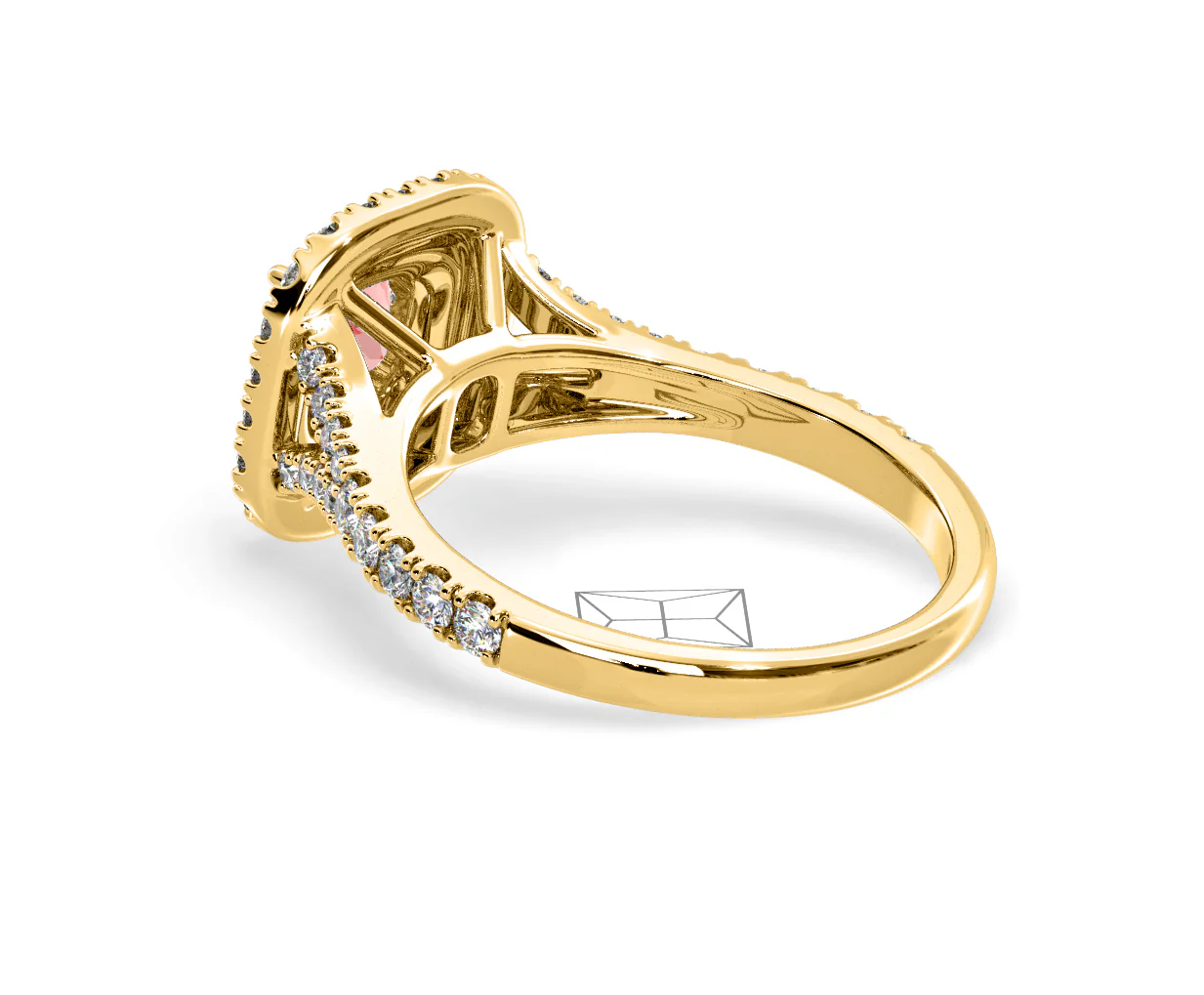 Anastasia Pink Lab Diamond 1.30ct Halo Ring in 18K Yellow Gold - Elara Collection - Image 36