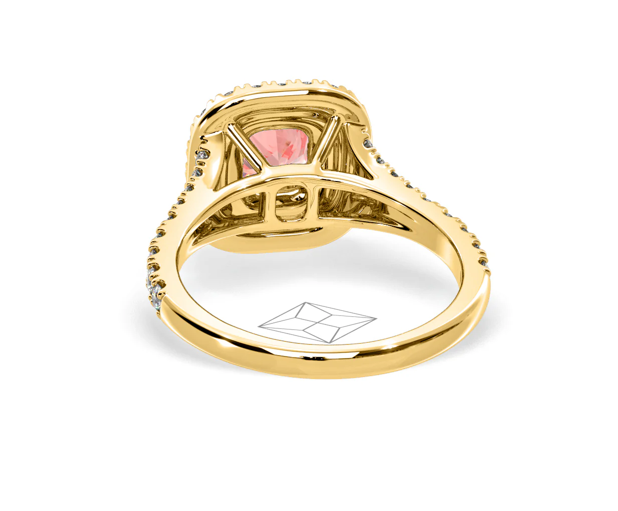 Anastasia Pink Lab Diamond 1.30ct Halo Ring in 18K Yellow Gold - Elara Collection - Image 44