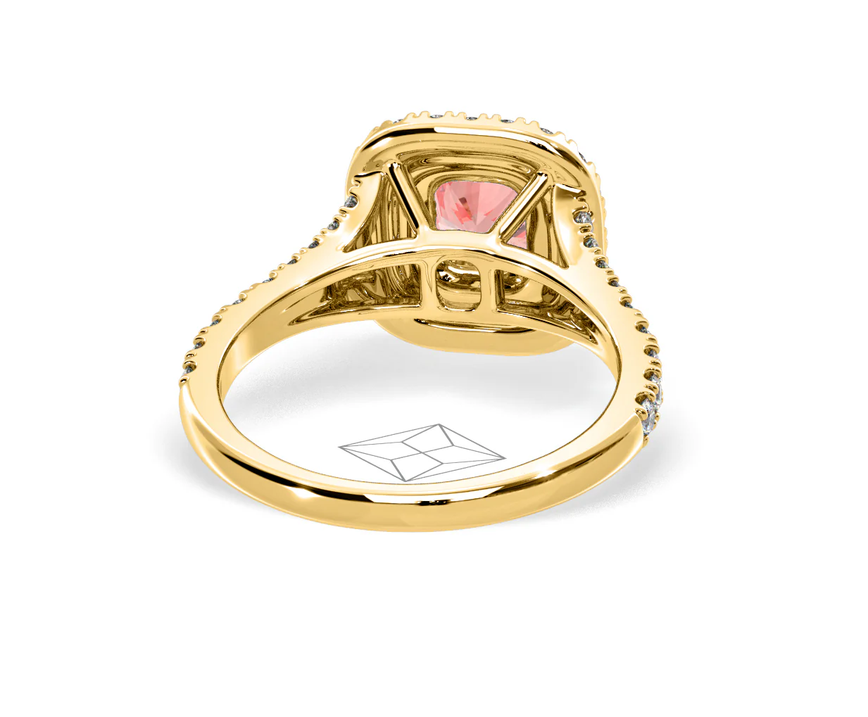 Anastasia Pink Lab Diamond 1.30ct Halo Ring in 18K Yellow Gold - Elara Collection - Image 49