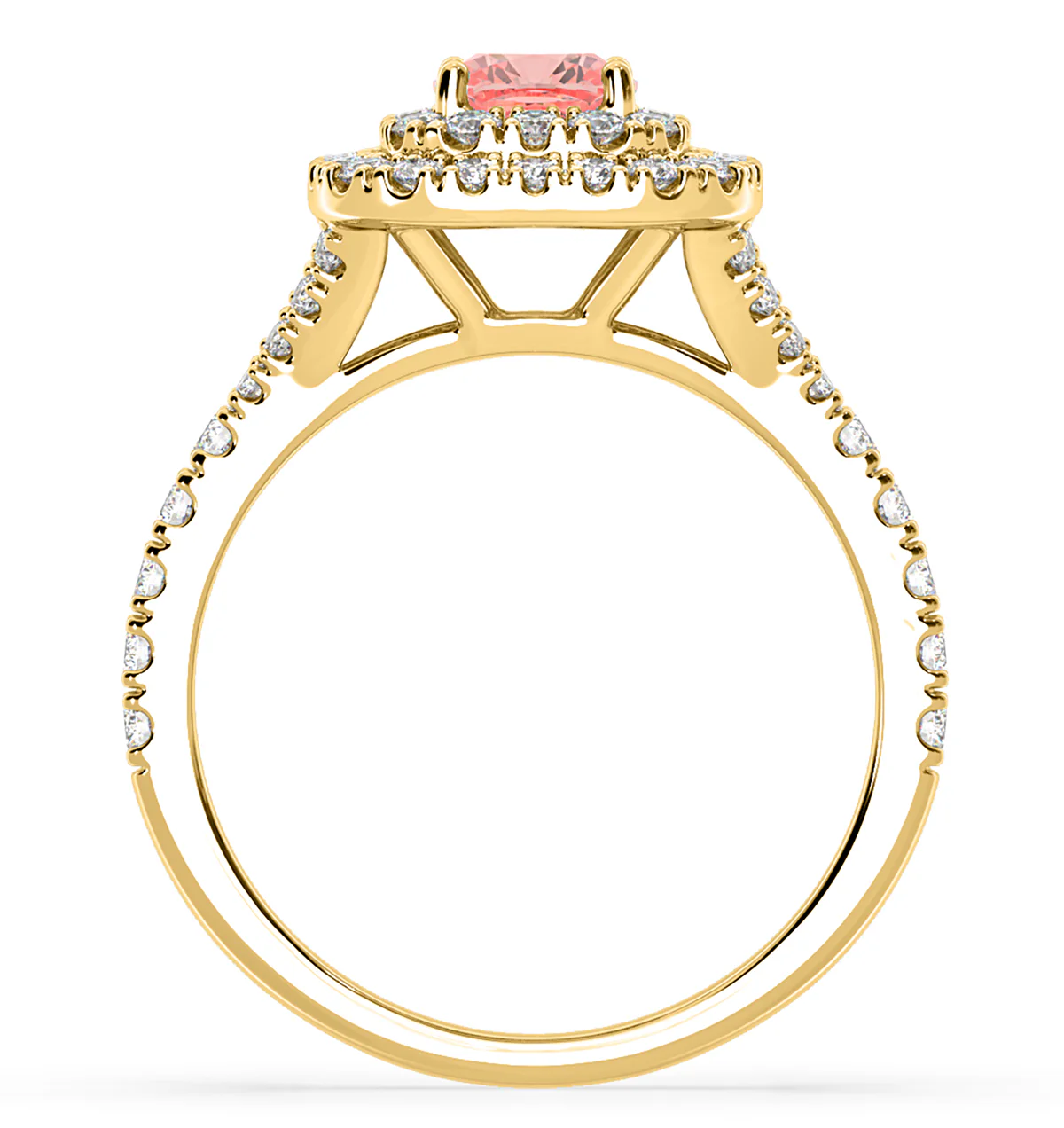 Anastasia Pink Lab Diamond 1.30ct Halo Ring in 18K Yellow Gold - Elara Collection - Image 5