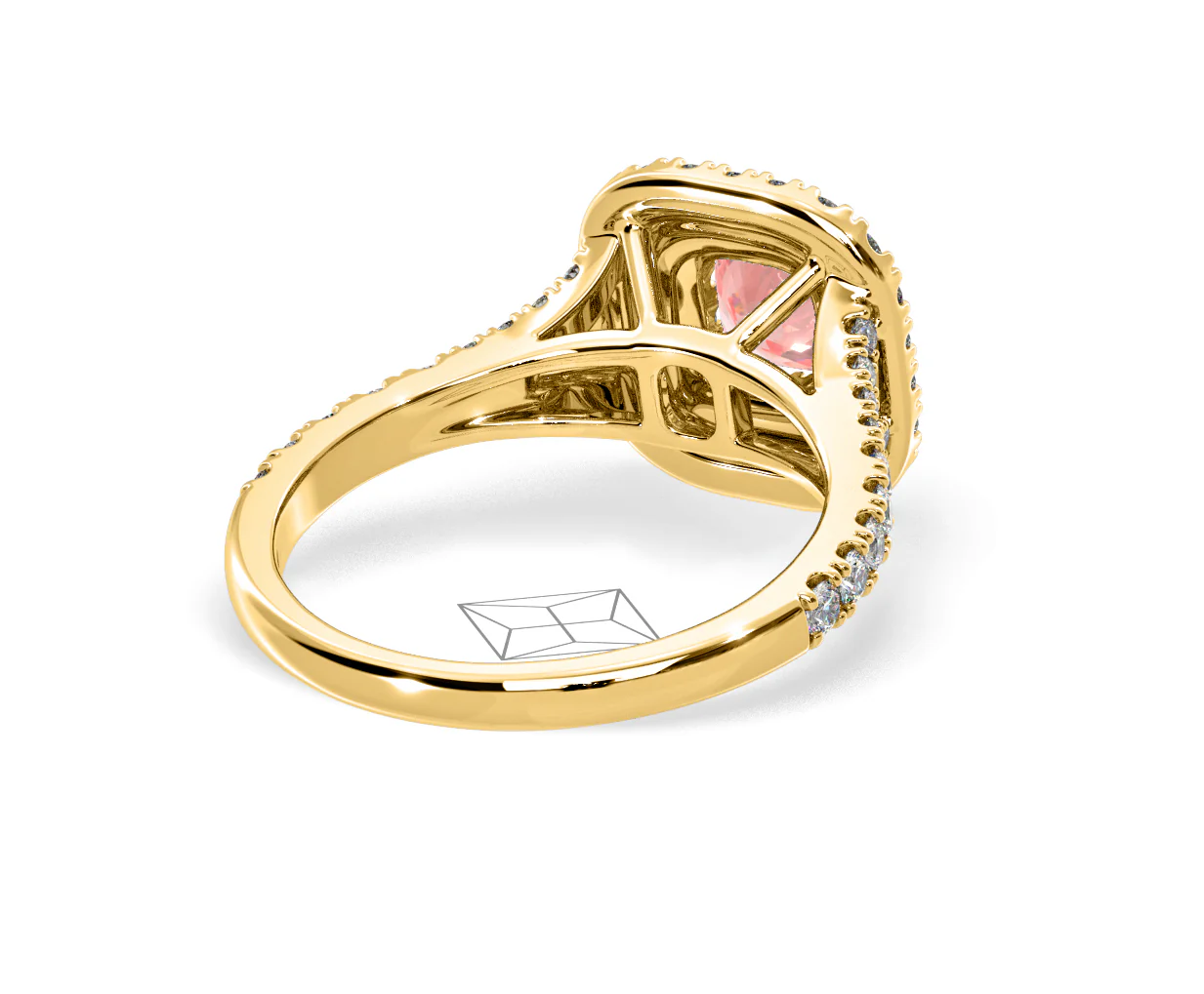 Anastasia Pink Lab Diamond 1.30ct Halo Ring in 18K Yellow Gold - Elara Collection - Image 53
