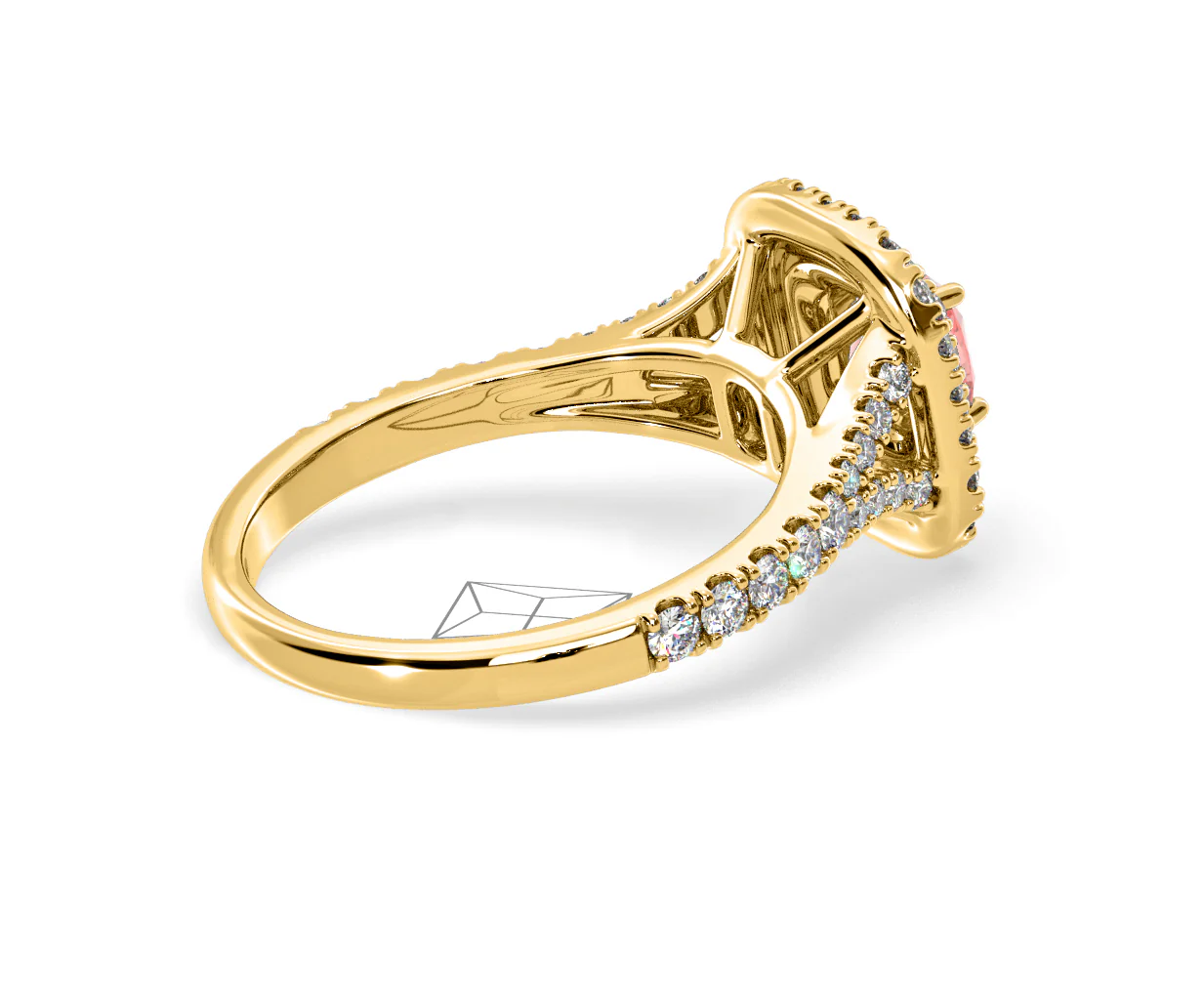 Anastasia Pink Lab Diamond 1.30ct Halo Ring in 18K Yellow Gold - Elara Collection - Image 59