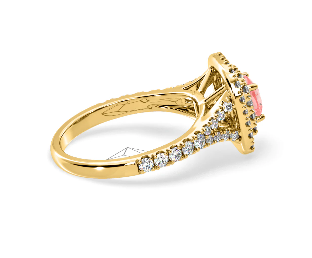 Anastasia Pink Lab Diamond 1.30ct Halo Ring in 18K Yellow Gold - Elara Collection - Image 63