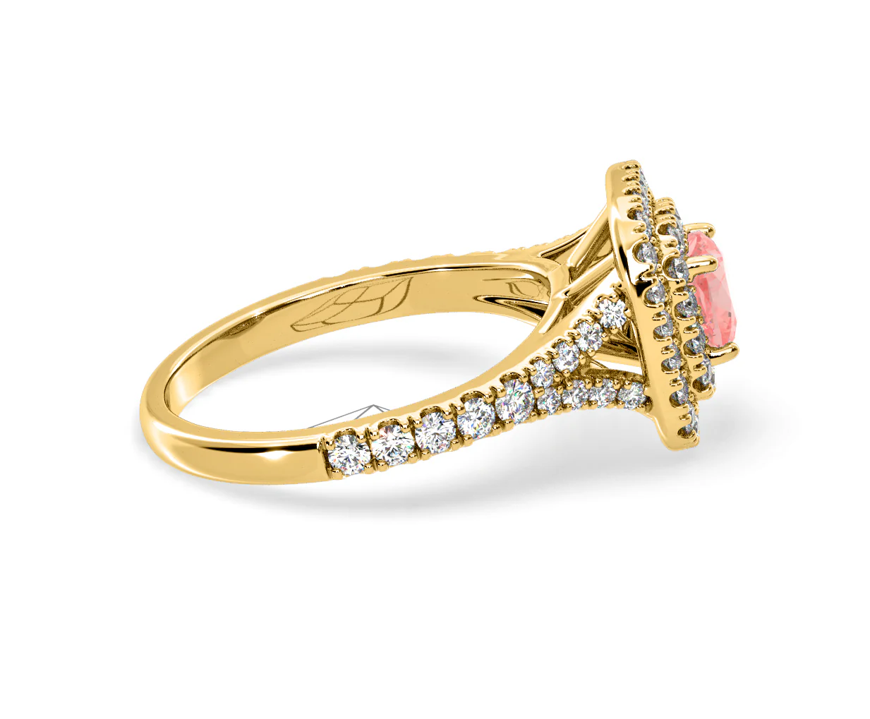 Anastasia Pink Lab Diamond 1.30ct Halo Ring in 18K Yellow Gold - Elara Collection - Image 66