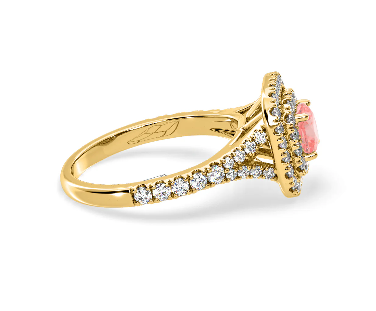 Anastasia Pink Lab Diamond 1.30ct Halo Ring in 18K Yellow Gold - Elara Collection - Image 67