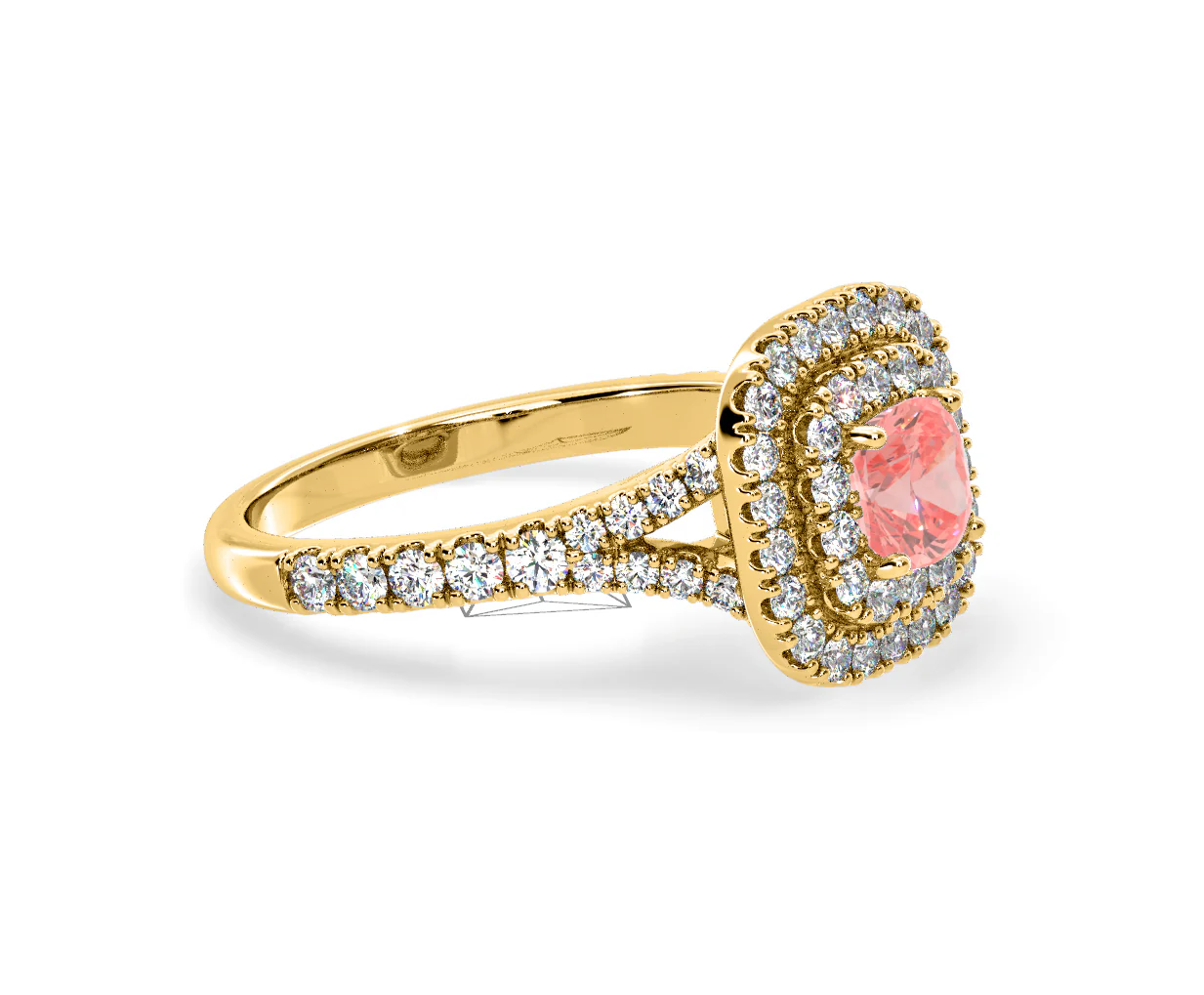 Anastasia Pink Lab Diamond 1.30ct Halo Ring in 18K Yellow Gold - Elara Collection - Image 74