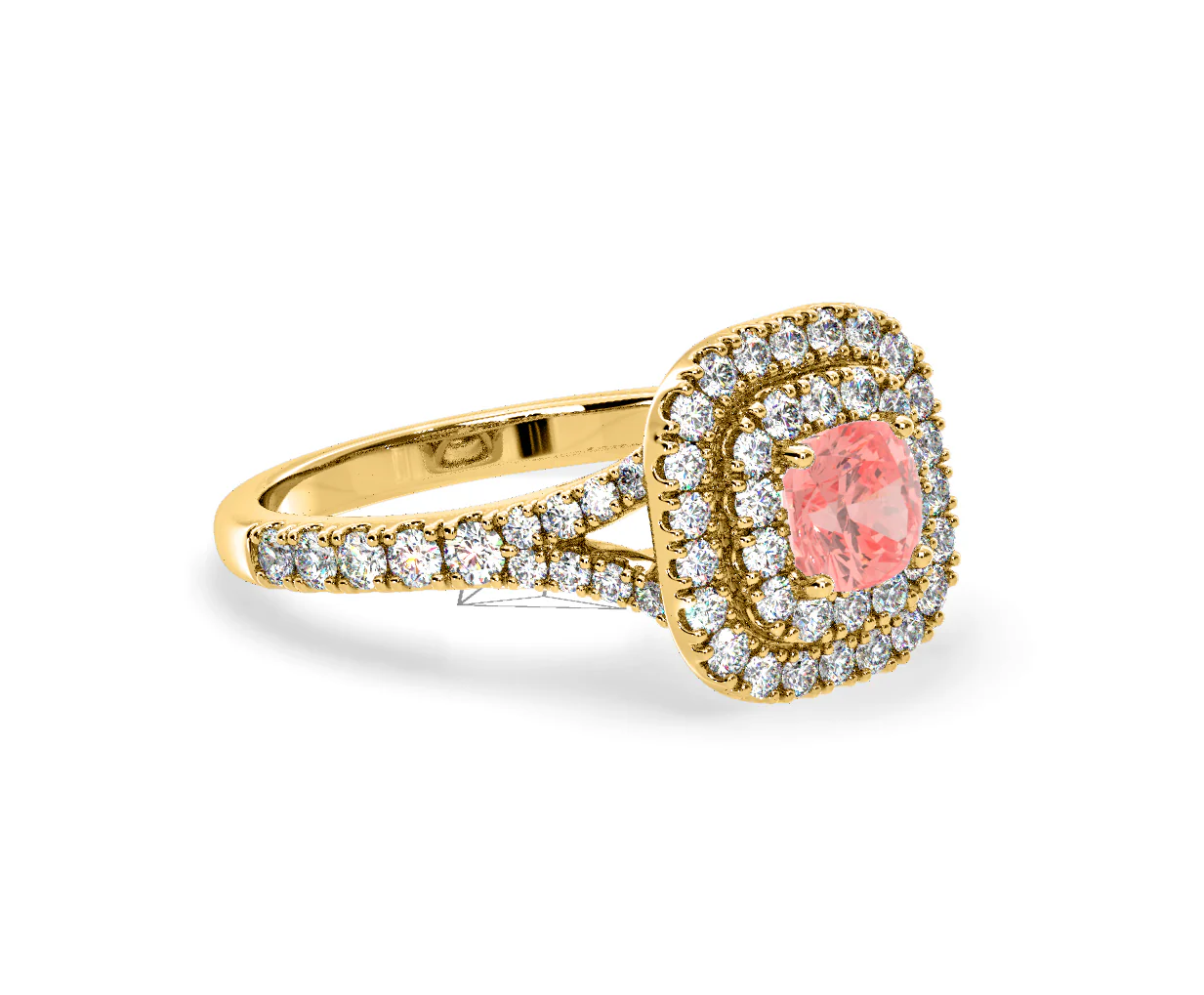 Anastasia Pink Lab Diamond 1.30ct Halo Ring in 18K Yellow Gold - Elara Collection - Image 77