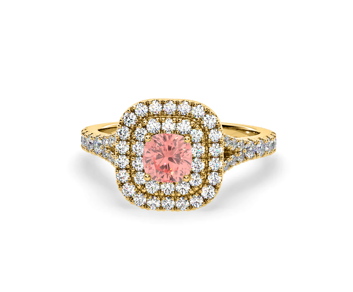 Anastasia Pink Lab Diamond 1.30ct Halo Ring in 18K Yellow Gold - Elara Collection - Image 8