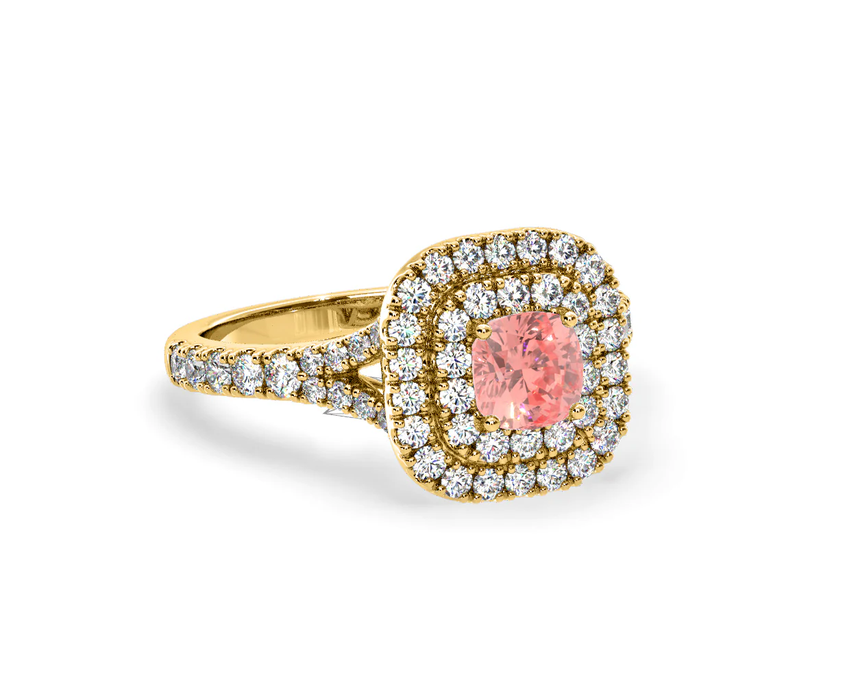Anastasia Pink Lab Diamond 1.30ct Halo Ring in 18K Yellow Gold - Elara Collection - Image 81