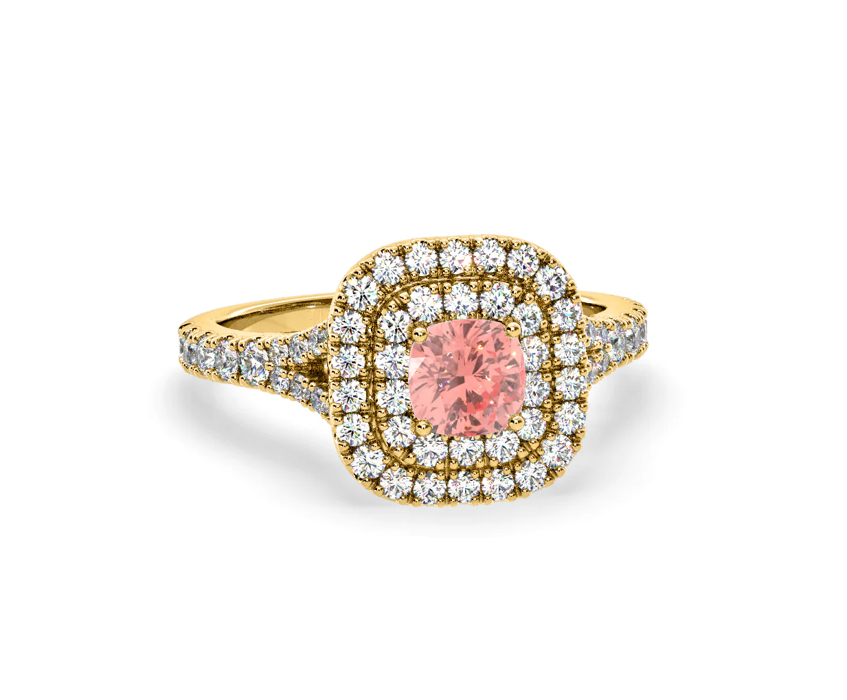 Anastasia Pink Lab Diamond 1.30ct Halo Ring in 18K Yellow Gold - Elara Collection - Image 84