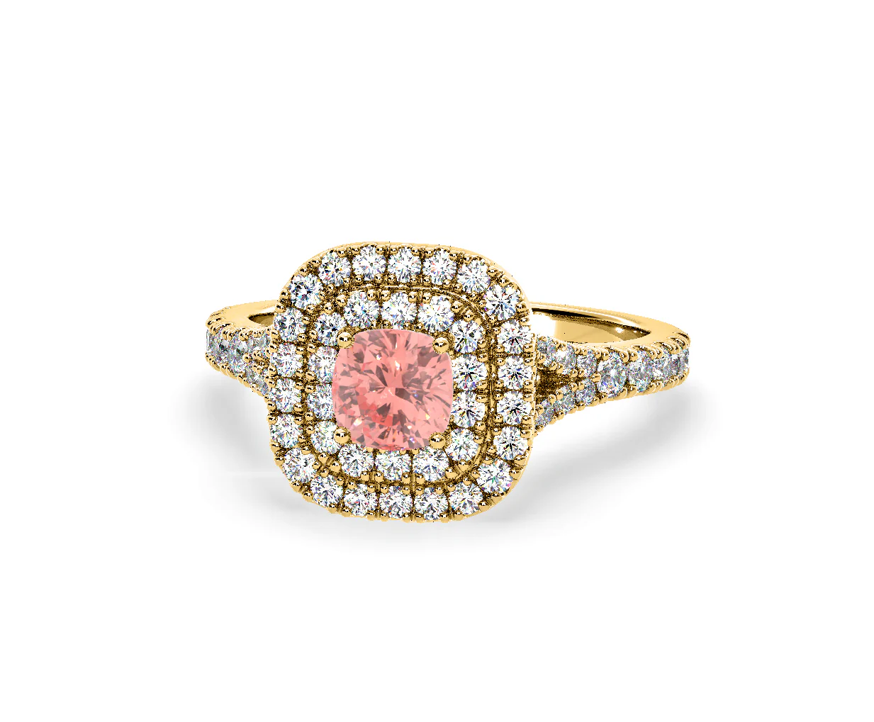 Anastasia Pink Lab Diamond 1.30ct Halo Ring in 18K Yellow Gold - Elara Collection - Image 9