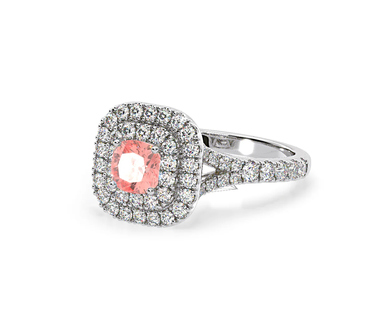 Anastasia Pink Lab Diamond 1.30ct Halo Ring in Platinum - Elara Collection - Image 13