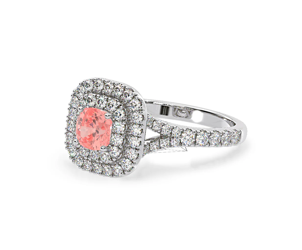 Anastasia Pink Lab Diamond 1.30ct Halo Ring in Platinum - Elara Collection - Image 15