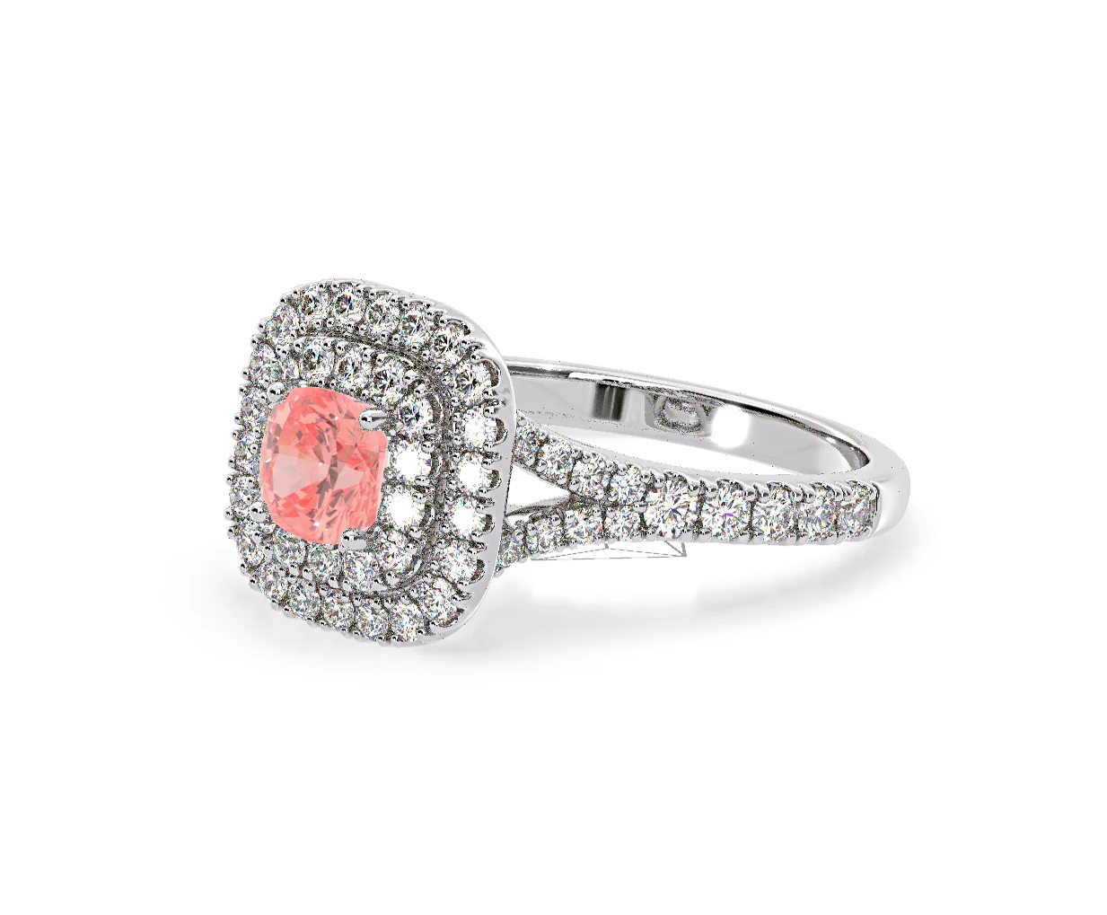 Anastasia Pink Lab Diamond 1.30ct Halo Ring in Platinum - Elara Collection - Image 16