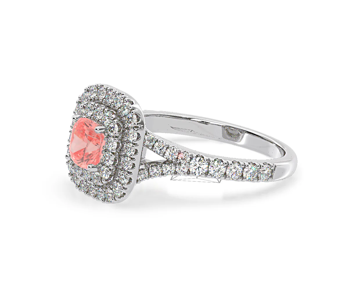 Anastasia Pink Lab Diamond 1.30ct Halo Ring in Platinum - Elara Collection - Image 19