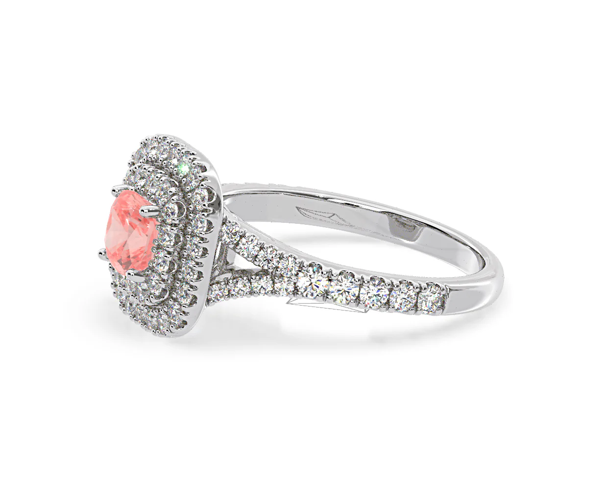 Anastasia Pink Lab Diamond 1.30ct Halo Ring in Platinum - Elara Collection - Image 21