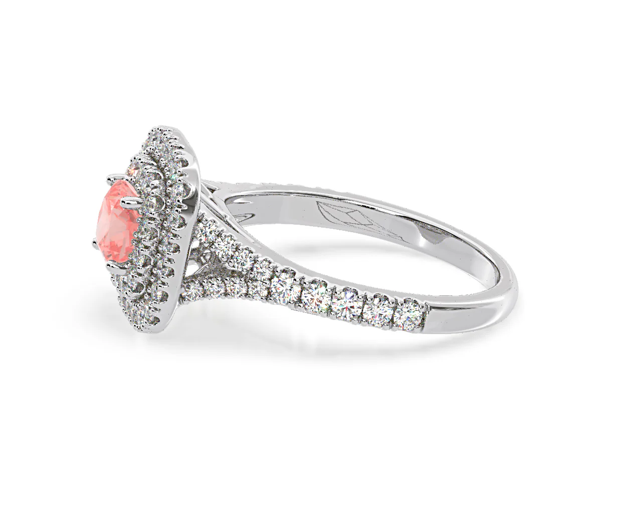 Anastasia Pink Lab Diamond 1.30ct Halo Ring in Platinum - Elara Collection - Image 24