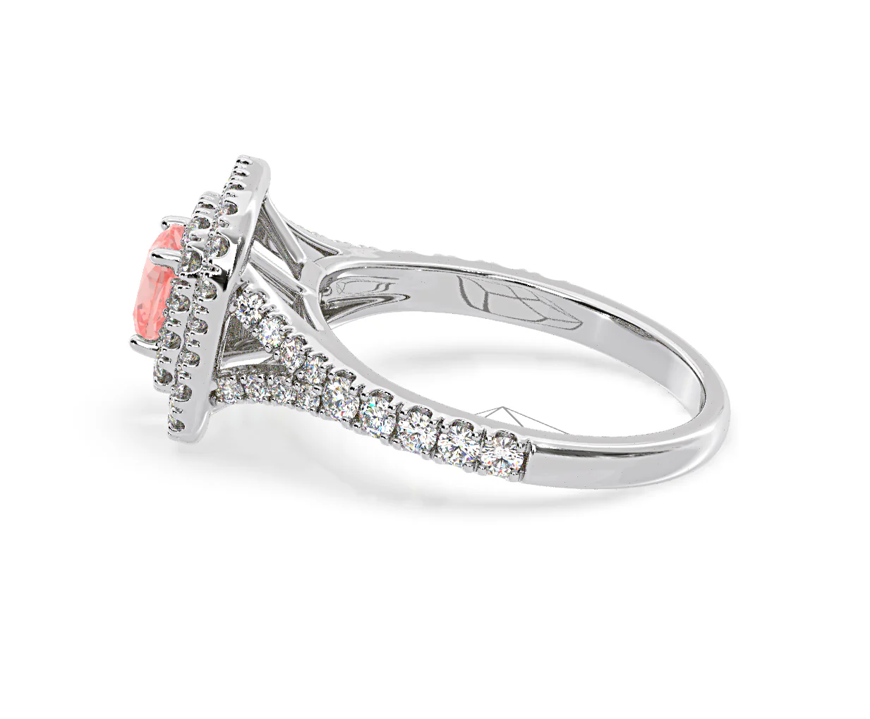 Anastasia Pink Lab Diamond 1.30ct Halo Ring in Platinum - Elara Collection - Image 28