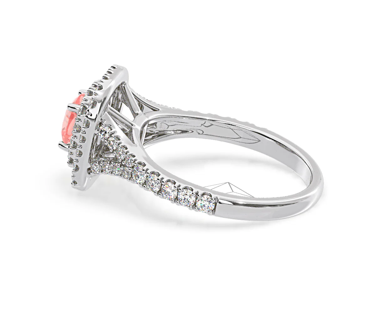 Anastasia Pink Lab Diamond 1.30ct Halo Ring in Platinum - Elara Collection - Image 30
