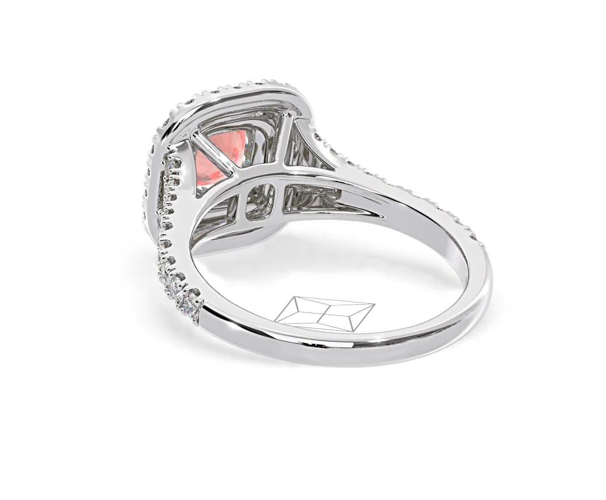 Anastasia Pink Lab Diamond 1.30ct Halo Ring in Platinum - Elara Collection - Image 40