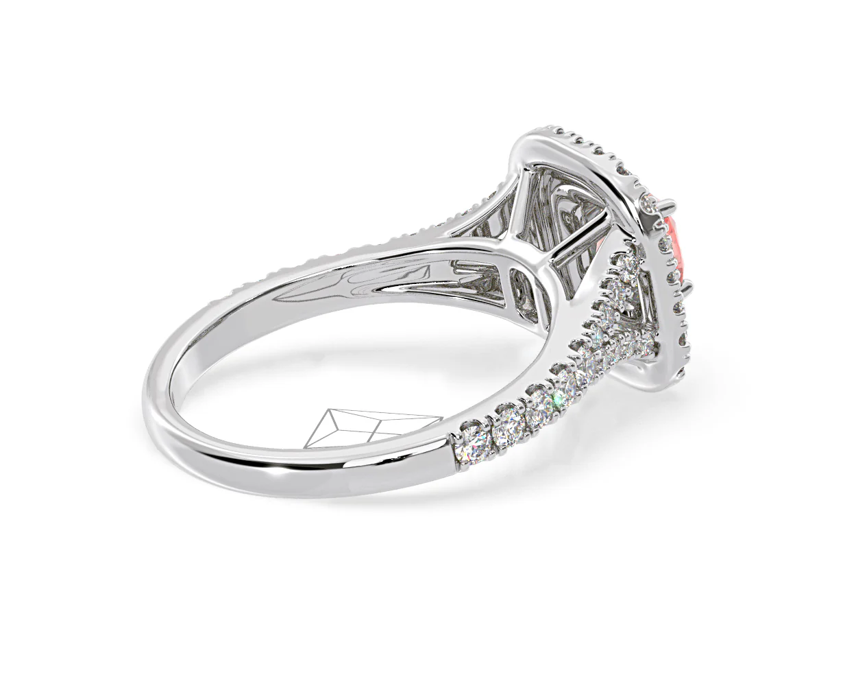 Anastasia Pink Lab Diamond 1.30ct Halo Ring in Platinum - Elara Collection - Image 59