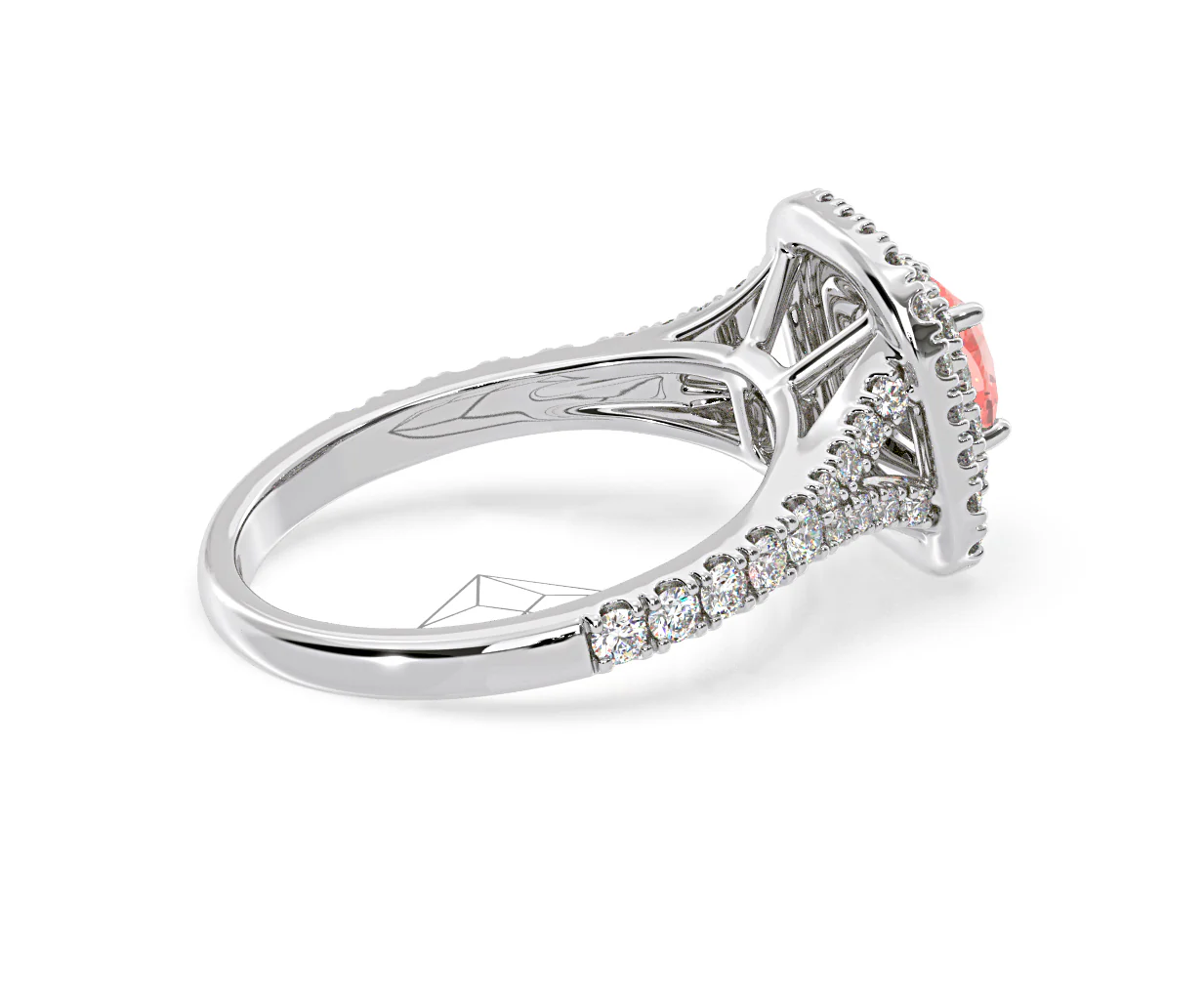 Anastasia Pink Lab Diamond 1.30ct Halo Ring in Platinum - Elara Collection - Image 61